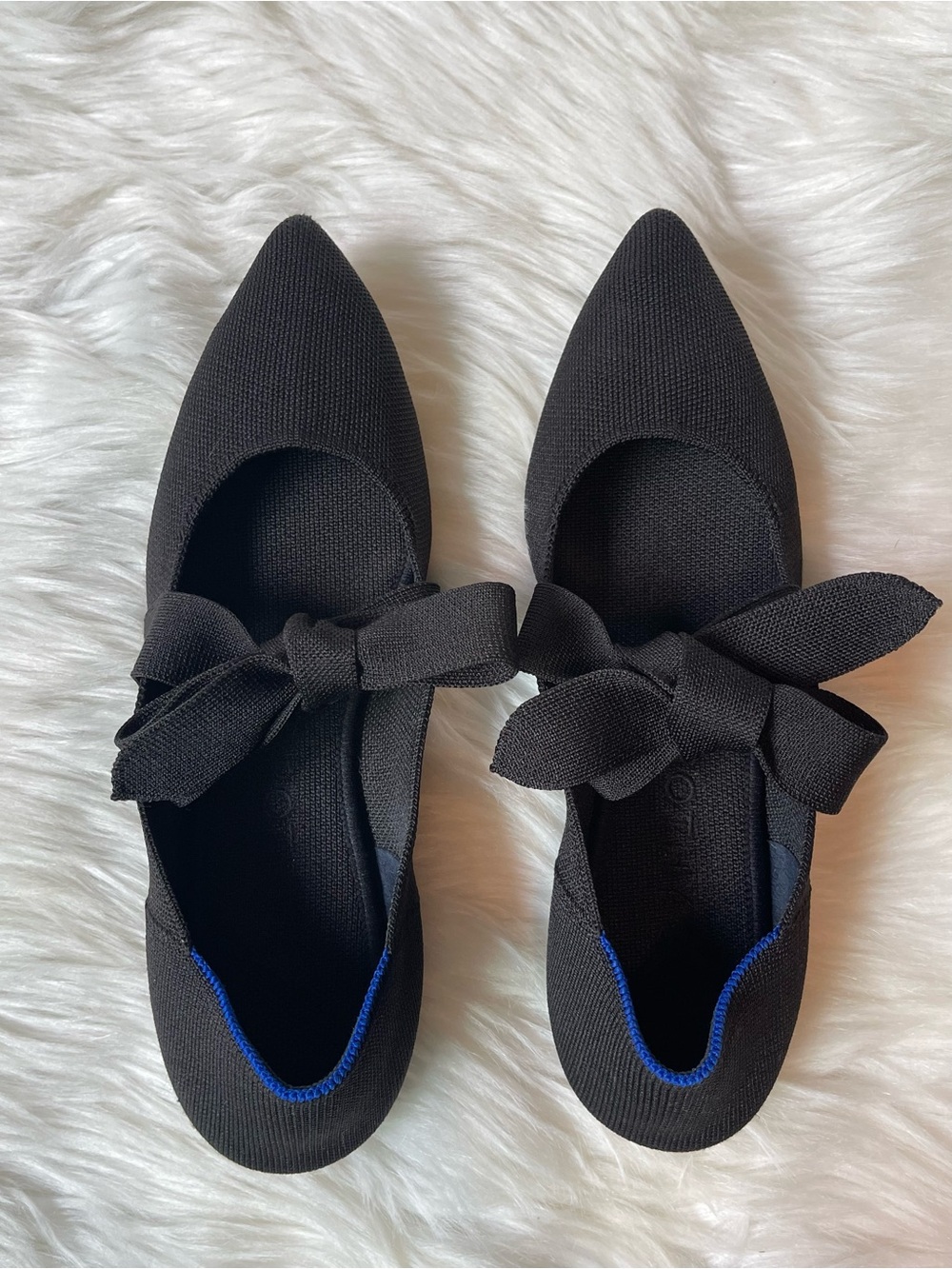 Rothy’s The Point Mary Jane Bow Flats Women’s Size 10 Black Ballet Shoes